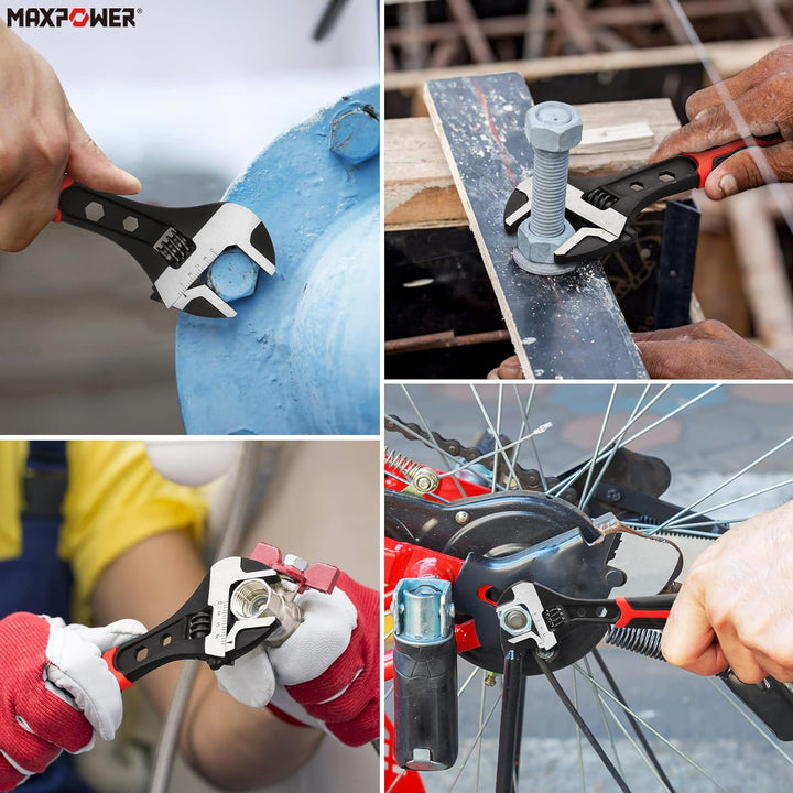 MAXPOWER 3 Stücke Rollgabelschlüssel Set 150mm/200mm/300mm Hochwertiger Schraubenschlüssel Verstellb