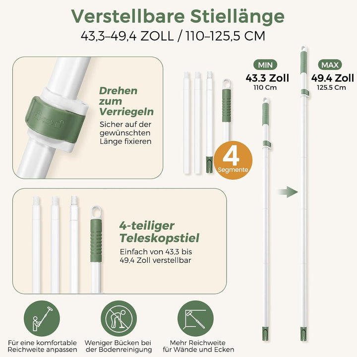 DEANIC 4-in-1 Mop Besen Bürste mit Halter Wandmontage Set