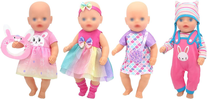 Puppenkleidung Puppenkleider Set mit Mantel Stirnband und Socken für 30-36 cm Puppen, 4-Packungen
