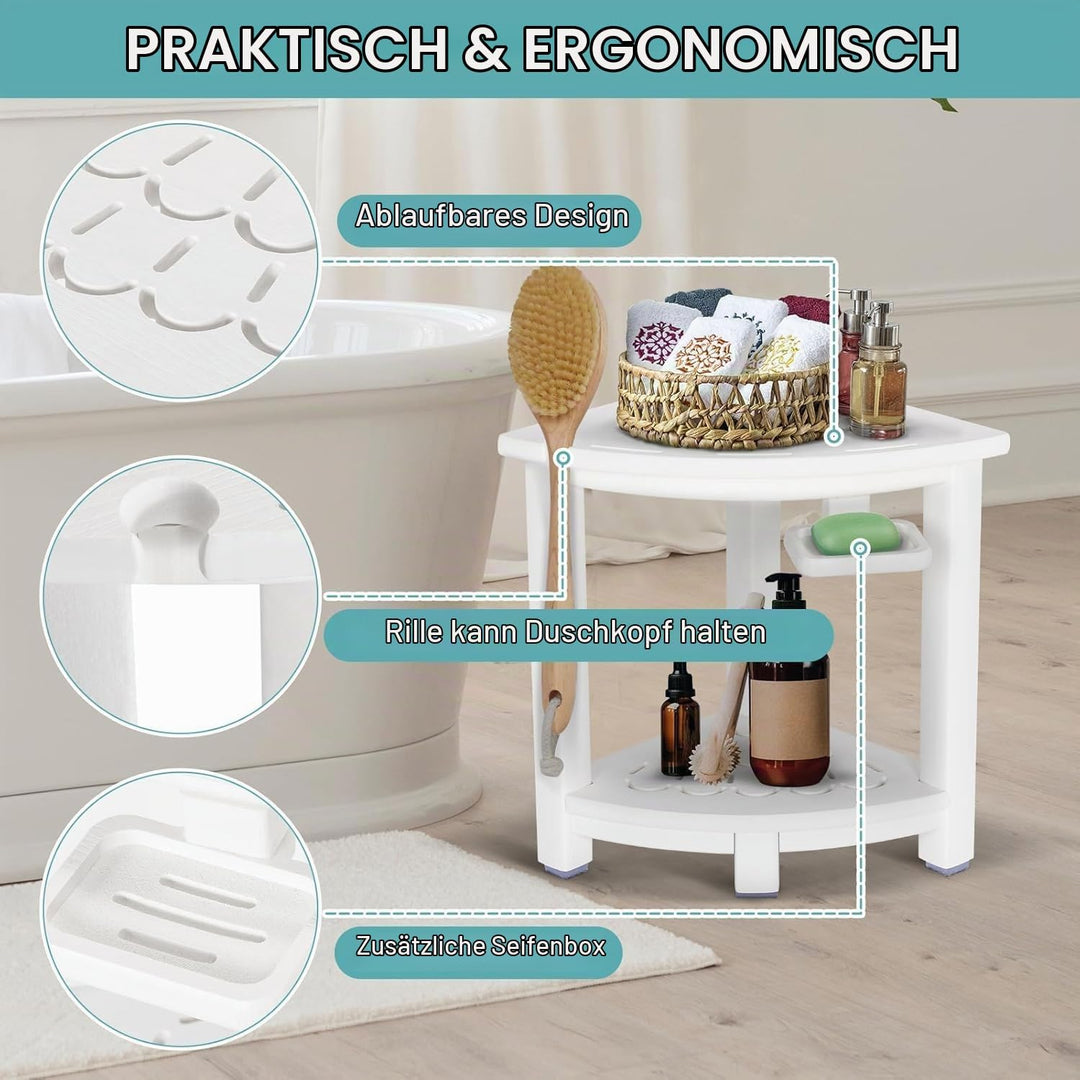 NALONE Duschhocker, HDPE Badhocker modern Design 2-Tier badezimmerhocker mit rutschfesten Fusspolste