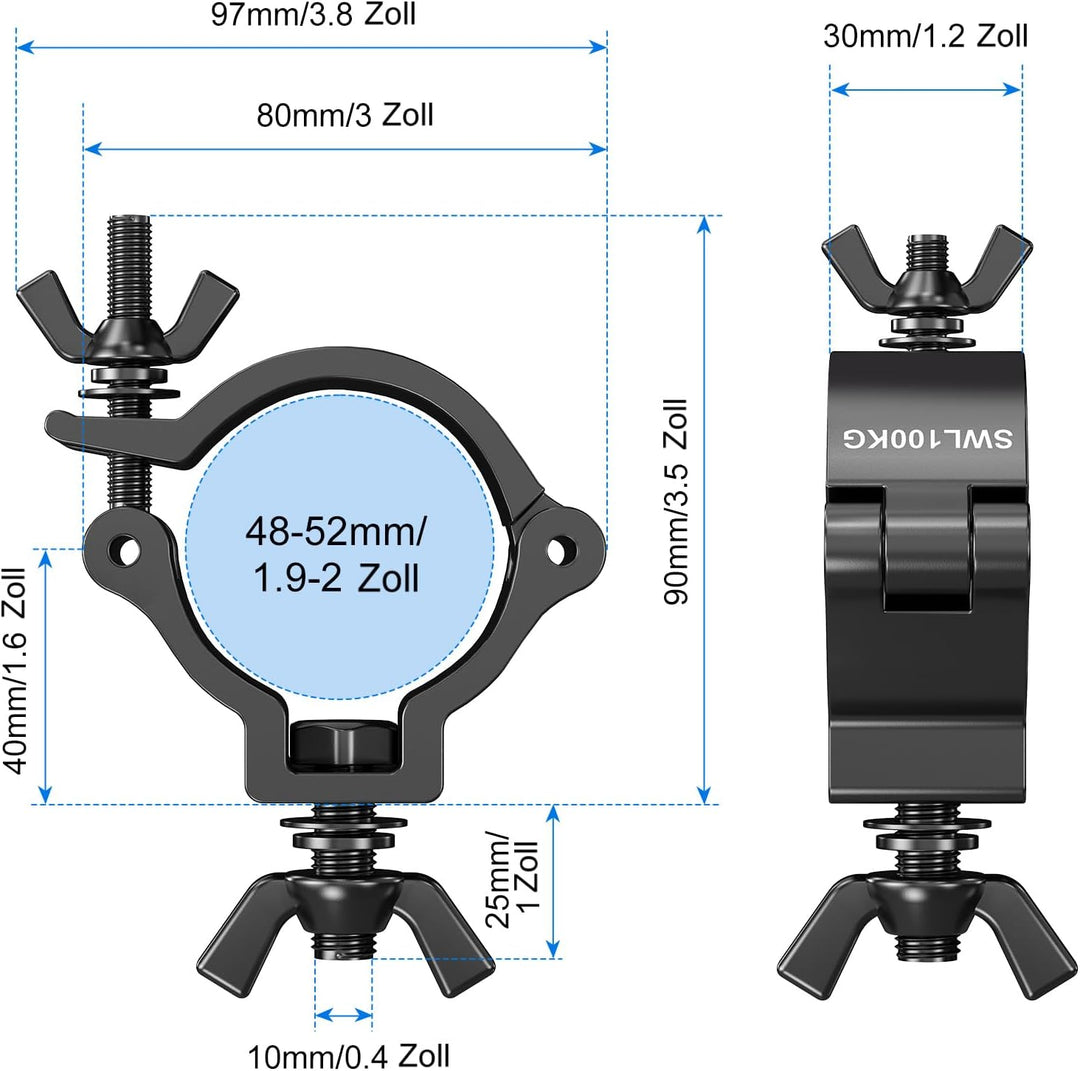 4 Stück Traversen Klammern 48-52mm Truss O Clamp Half Coupler Trussaufnehmer Aluminiumlegierung Trus