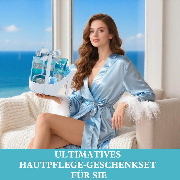 SPA LUXETIQUE Damen Bad Geschenkset -8tlg Ozeanduft Geschenkset mit Duschgel, Handcreme, Schaumbad,