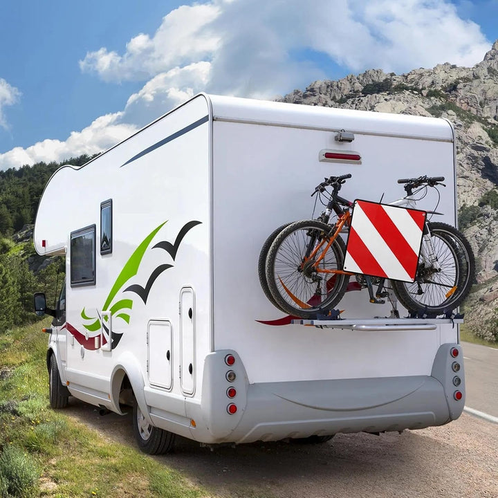 MIKKUPPA Warntafel Fahrradträger für Italien, Spanien & Portugal – ECE R70 geprüft-Reflektierendes W