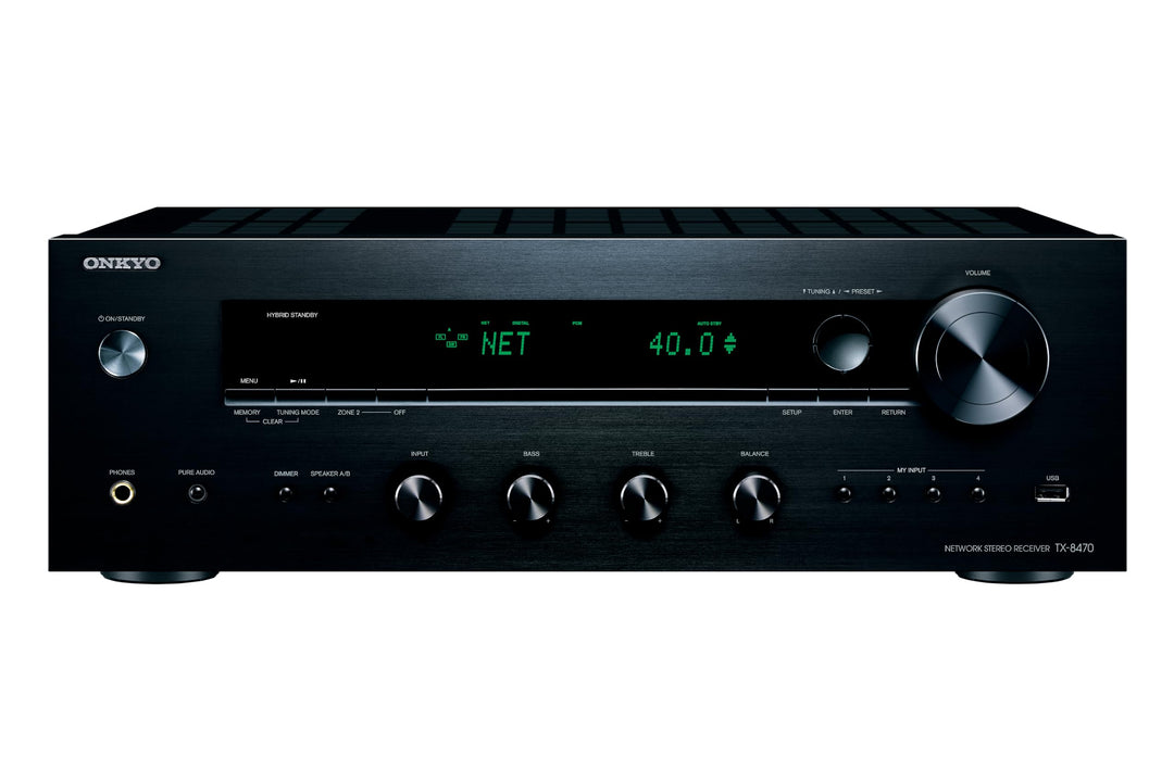 Onkyo TX-8470 2-Kanal Stereo Receiver mit WLAN, Bluetooth, Phono, Hi-Res Audio und Roon Ready