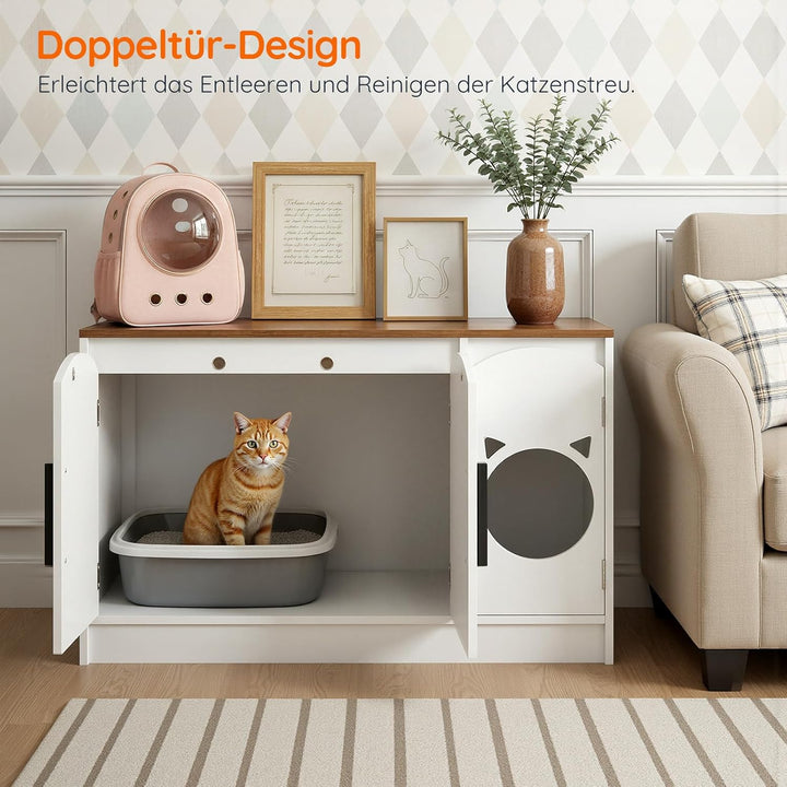 HOOBRO Katzenklo Schrank, Verstecktes Katzenklo, Katzenschrank, Moderner Katzenkloschrank aus Holzwe