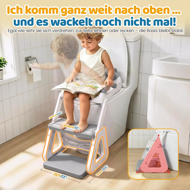 Orzbow Toilettensitz Kinder mit Treppe, Stabil Kinder Toilettensitz mit Dreiecksstruktur, Verlängert