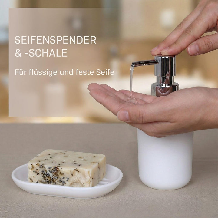 Badezimmer Set 6-teilig, Badaccessoires Komplettset Kunststoff, WC Garnitur mit Klobürste, Mülleimer