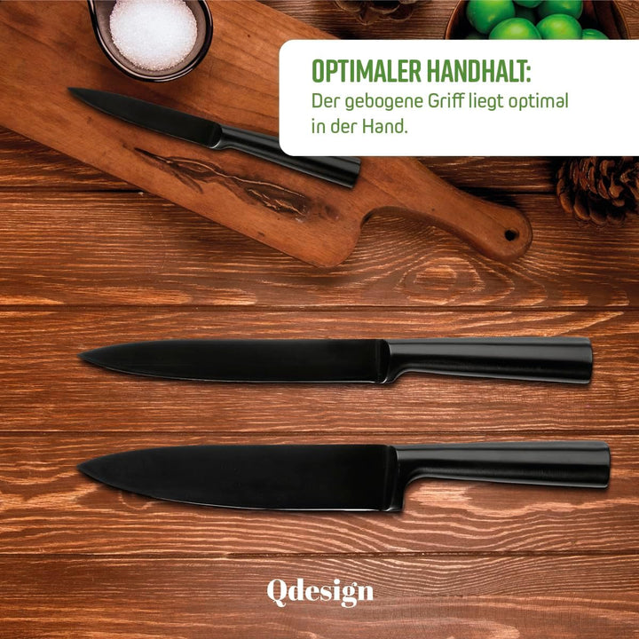 Qdesign - 5er-Set Küchen-Messer aus Edelstahl - Koch-, Brot-, Tranchier-, Office-, Gemüsemesser - Ul
