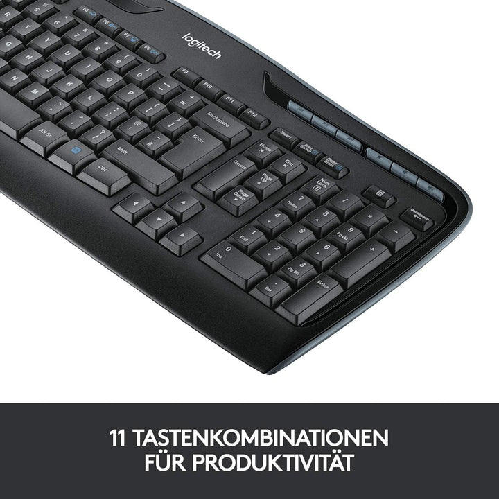 Logitech MK330 Kabelloses Tastatur-Maus-Set, 2.4 GHz Verbindung via USB-Empfänger, 4 programmierbare