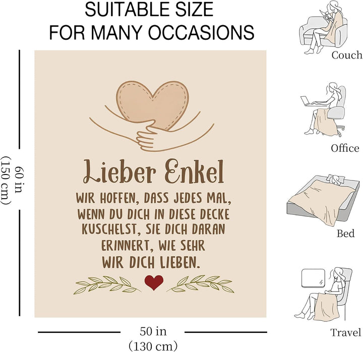 Lieber Enkel Wir hoffen dass jedes Mal wenn du dich in diese Decke kuschelst sie dich daran erinnert