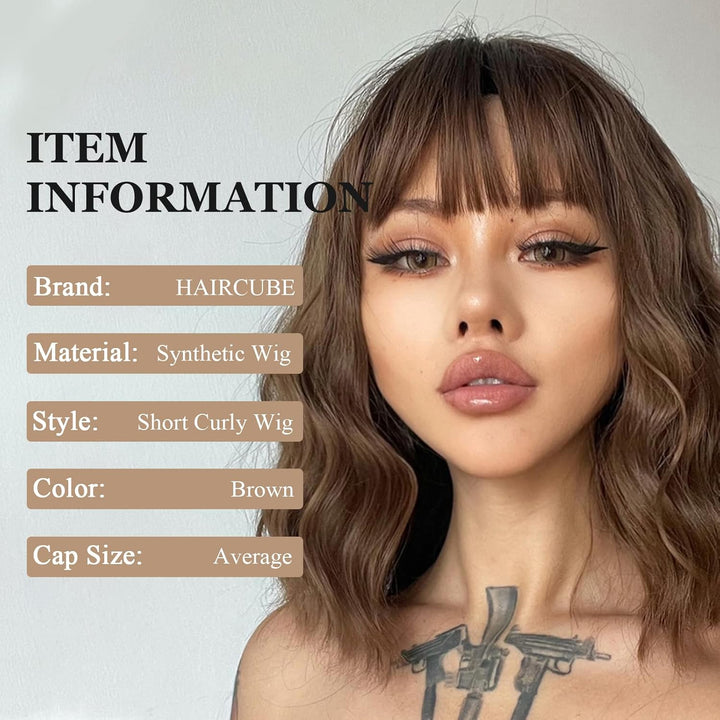 HAIRCUBE Kurze Charming Bob mit Bangs Perücken für Frau Natur Hitzebeständige Synthetische Faser Par