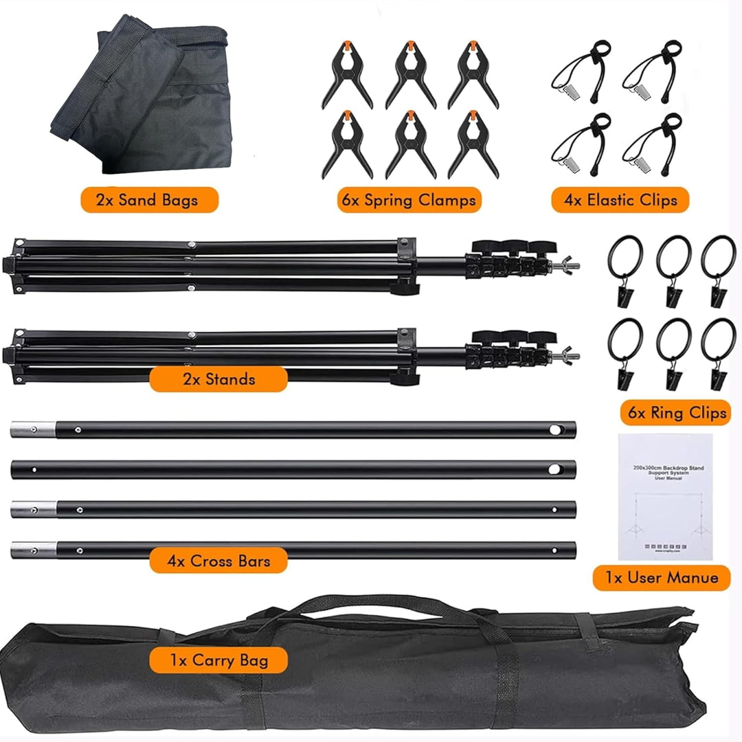 2.6x3m Fotostudio Hintergrundsystem Verstellbares Fotohintergrundständer Set für Fotografie Party mi