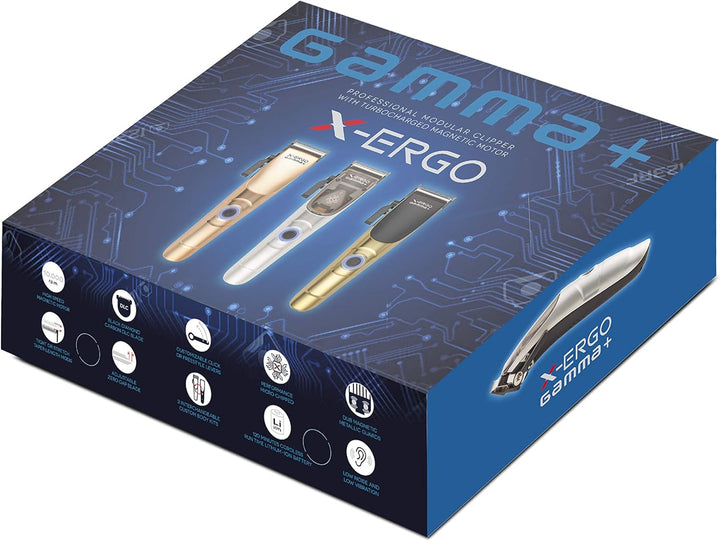GAMMAPIU' GAMMAPIú X-ERGO Elektrorasierer für Herren, Clipper Profi, Klinge Taper 45 mm, DLC Black D