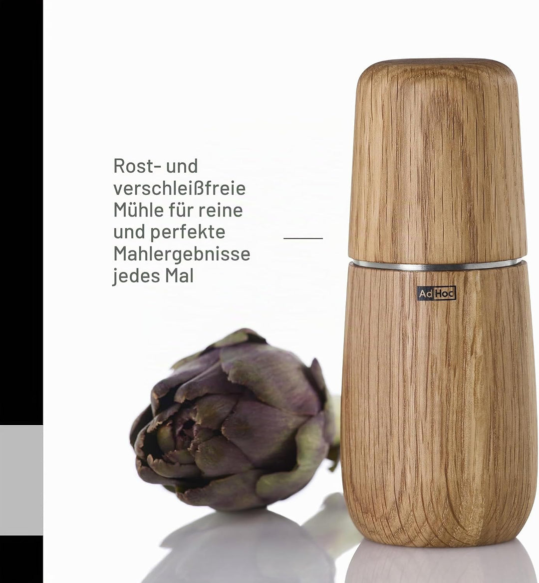 AdHoc MP702 Pfeffer- | Salzmühle Yono, CeraCut® Keramik Mahlwerk, Naturholz Eiche geölt, hell|Edelst