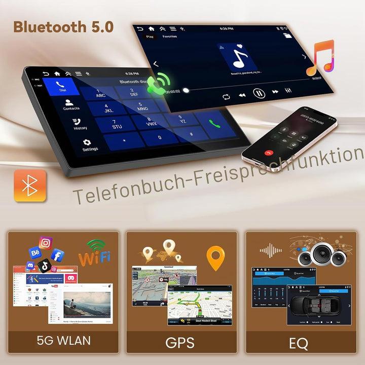 Hikity Android 15 4+128G Autoradio für Seat Leon MK2 2005-2012 mit 9 Zoll Incell Touchscreen, Autora