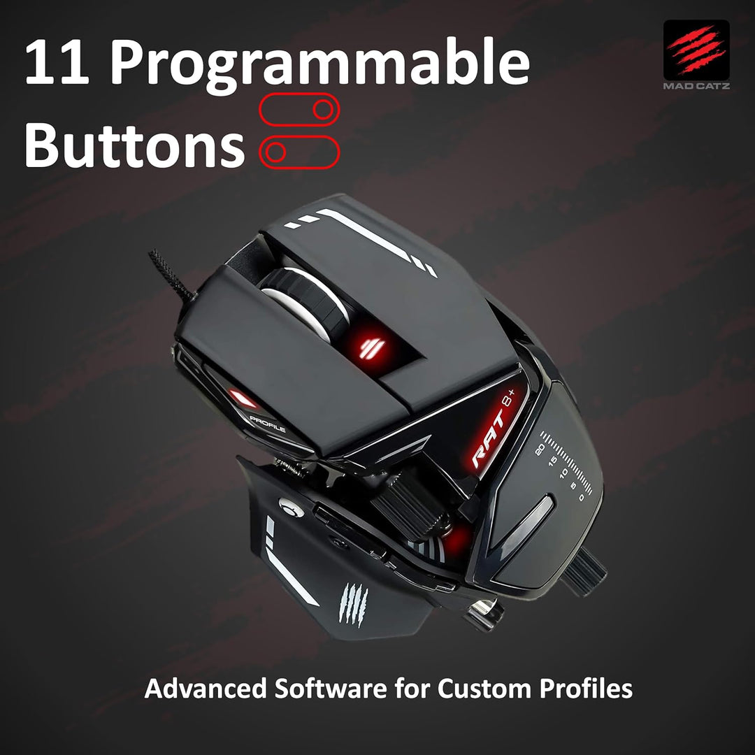 MadCatz R.A.T. 8+ Optical Gaming Mouse, Black R.A.T. 8+ Black, R.A.T. 8+ Black