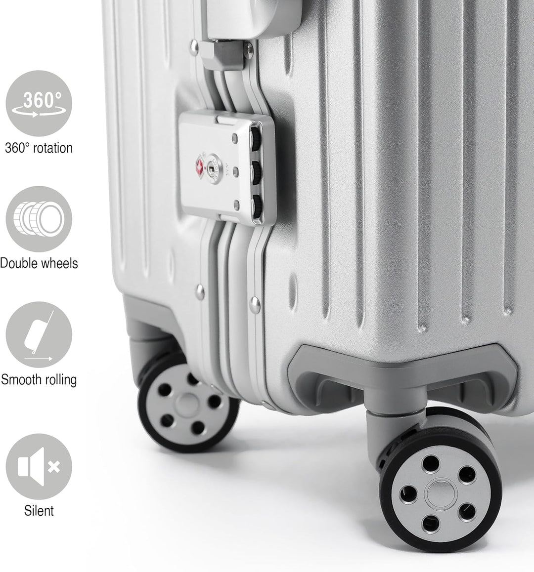 KOFA Zurich Kofferset 2 Teilig, M-55cm & XL-75cm Alu-Rahmen & Polycarbonat-Hartschale, Carry-on + Ch