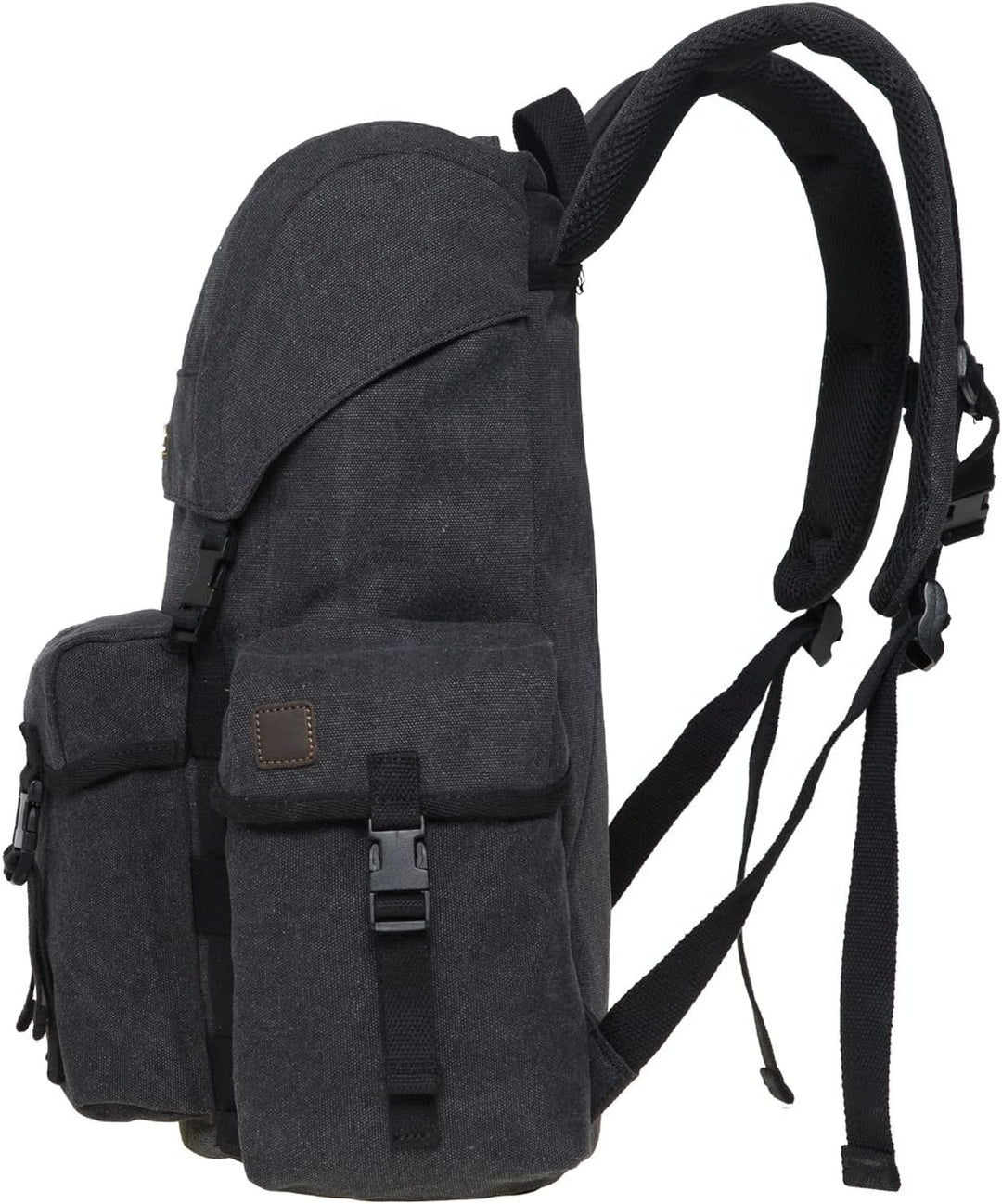 KAUKKO Canvas Retro Rucksack Damen Herren, Vintage Jagdrucksack Wanderrucksack mit 14 Zoll Laptopfac