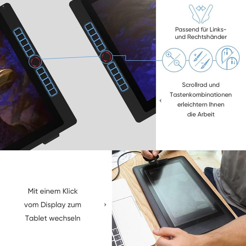XP-PEN Artist 24 Pro Grafik-Tablet mit Display 2K QHD in 23,8 Zoll (63,8 cm), passiver Eingabestift,