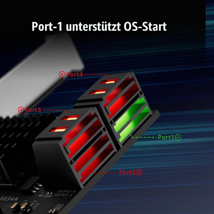 glotrends PCIe SATA Adapter Karte mit 4 Port SATA III 6Gbps (inklusive SATA Kabel und 15PIN SATA Spl