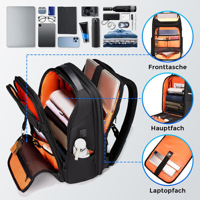 FENRUIEN Erweiterbarer Laptop Rucksack Business Rucksack Herren Laptop Tasche 17 Zoll für Herren und