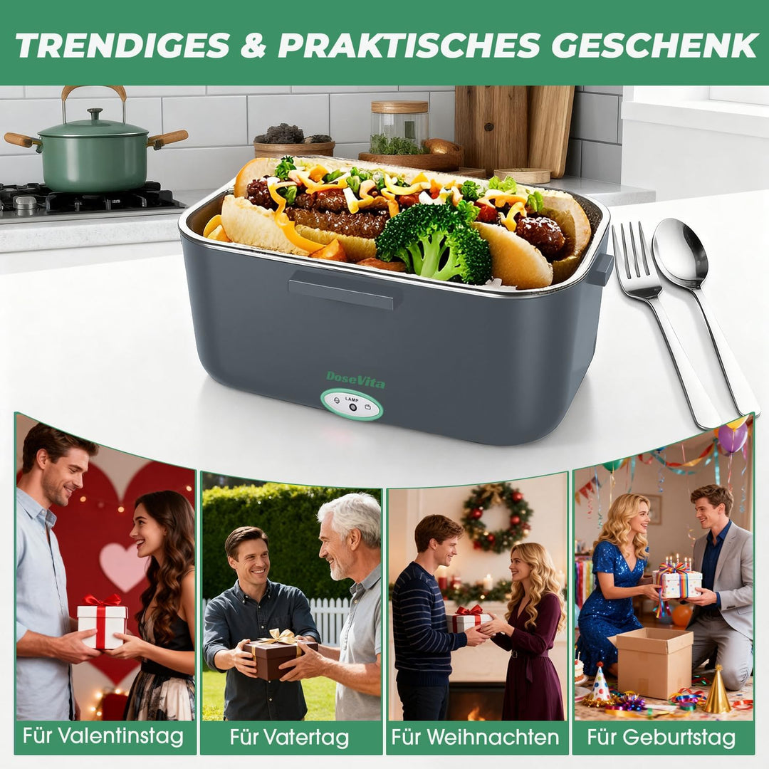 Elektrische Lunchbox 80W Warmhaltebox Für Essen, 1,5L Aufwärmbehälter Für Essen 3-in-1 Electric Lunc