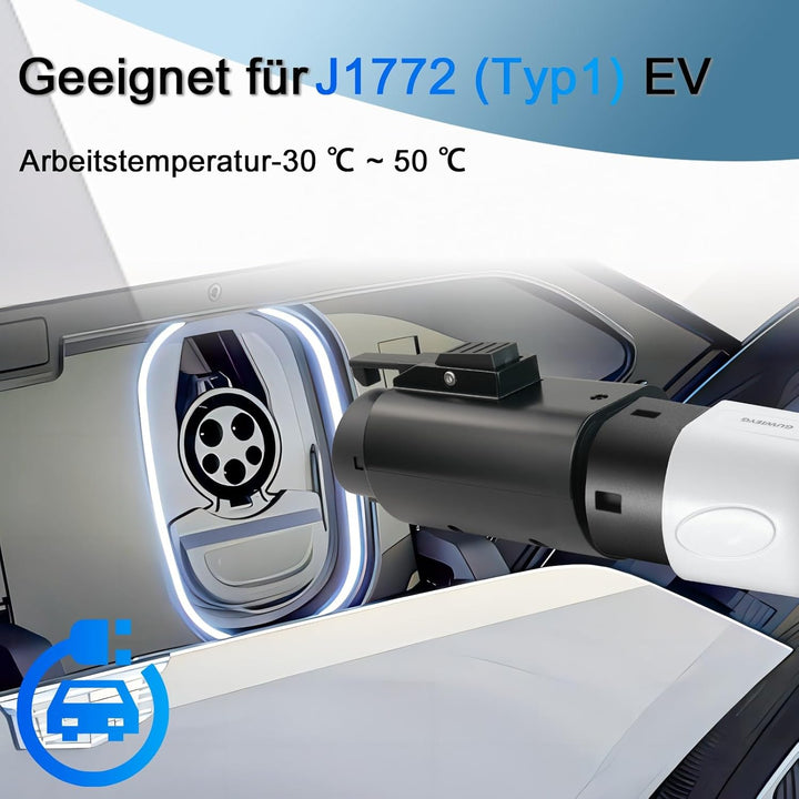 EV Adapter Typ 2 auf Typ 1, Max 32A, 250V AC, Adapter für Elektrofahrzeuge IEC 62196 auf SAE J1772,