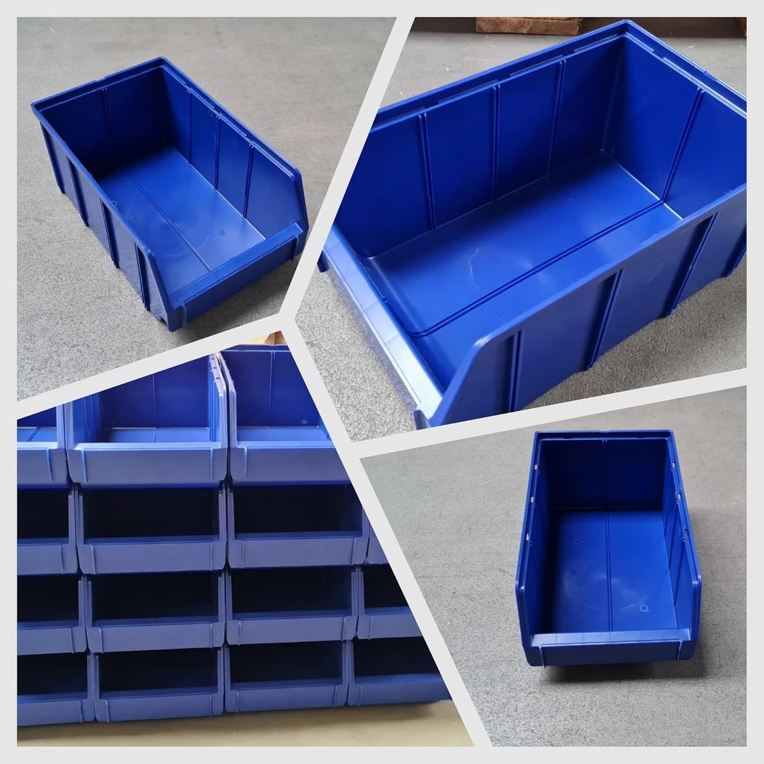 15 Stapelboxen Grösse 4 Blau – Robuste Lagerboxen 335×209×152mm für Werkstatt, Schrauben & Kleinteil