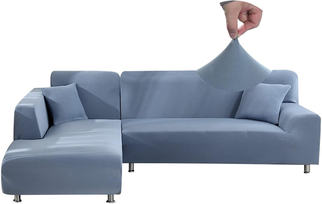 Jaotto Sofa Überwürfe Sofabezug Elastische Spandex Stretch Sofabezüge Couchbezug für L-Form Sofa Uni
