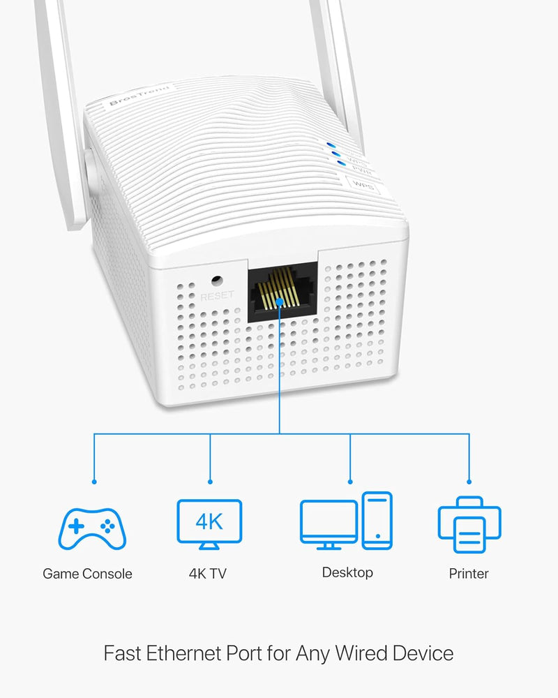 BrosTrend WLAN Verstärker/Repeater AC1200, Dual WLAN, 867 Mbit/s 5 GHz und 300 Mbit/s 2,4 GHz, 1 Eth