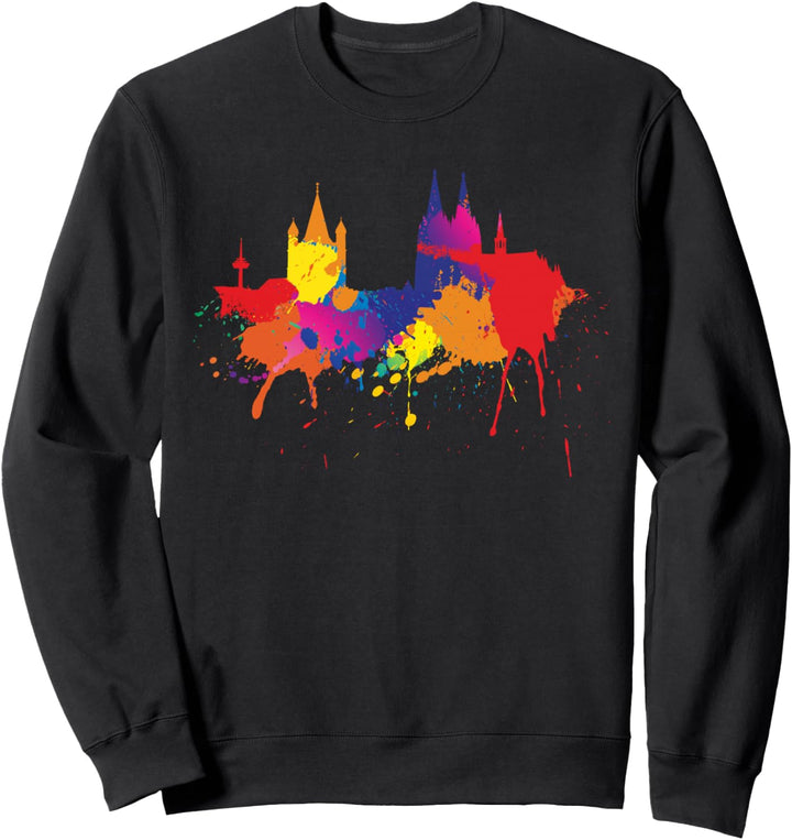Kölner Skyline Bunt Malerei Farben Kölner Karneval Köln Sweatshirt