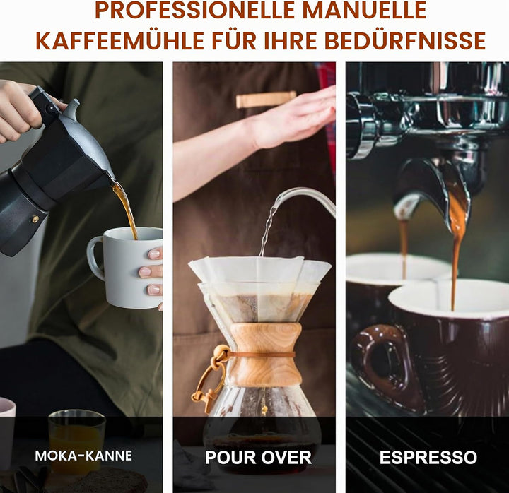 NewlukPro M6 Kaffeemühle Handbuch, Kapazität 25g, Hand Kaffeemühle Sharp Hexagonal Mahlkern, tragbar
