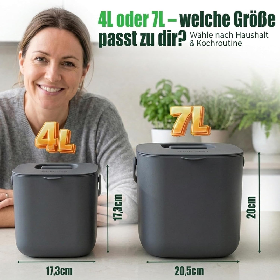 YourCasa Biomülleimer Küche - 7L Komposteimer für alltäglichen Biomüll Behälter - Spülmaschinenfest