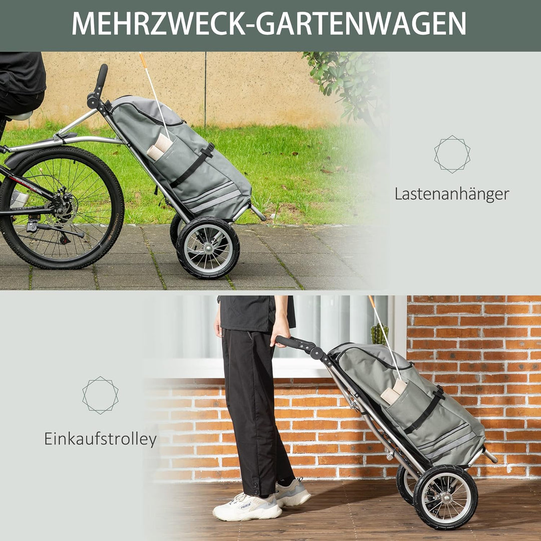 HOMCOM 2 in 1 Lastenanhänger Einkaufstrolley für Einkaufswagen Fahrradanhänger Transportanhänger mit