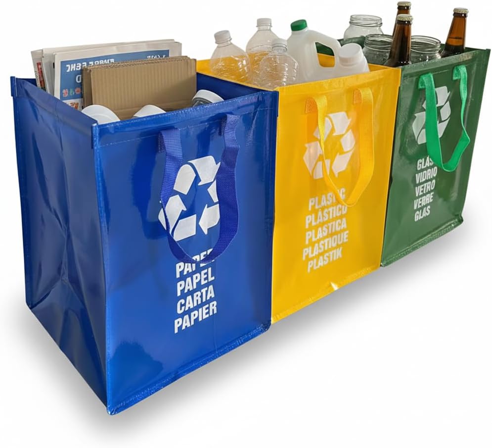 3 Pack Recyclingbeutel - Mülltrennsystem 3fach - Mülltrennsysteme - Recycling Behälter - Altglas, Al