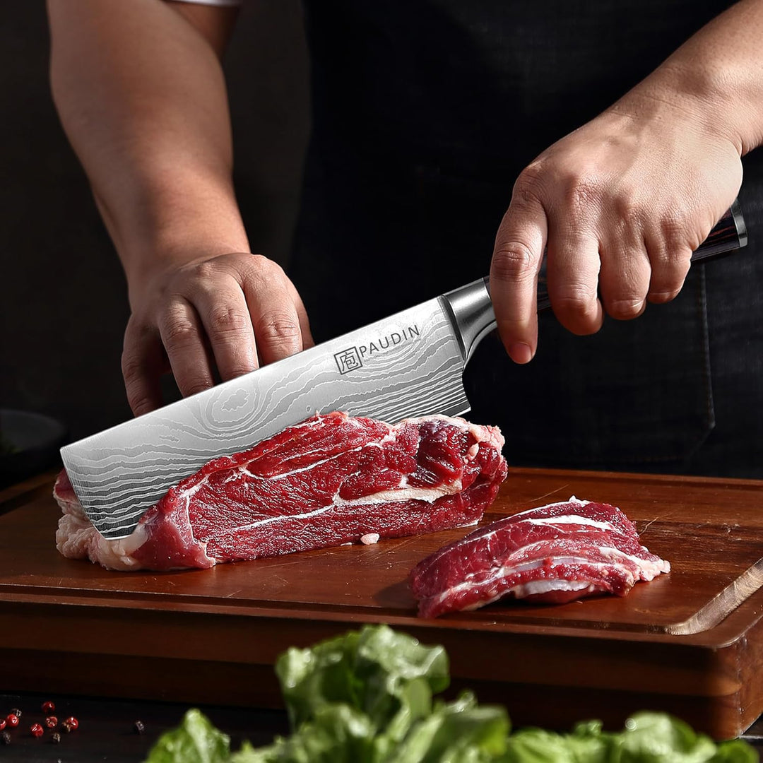 PAUDIN Küchenmesser Set, 3-tlg Messerset aus hochwertigem Carbon Edelstahl, Ultra Scharfes Messer se