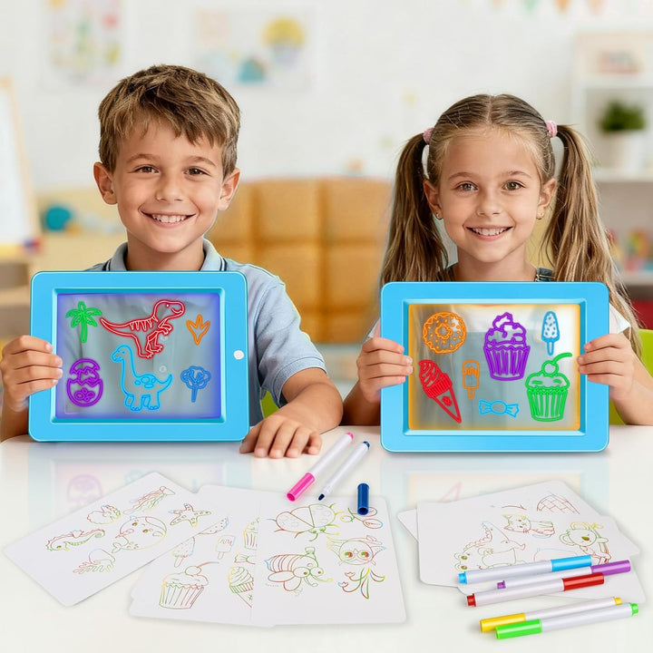 Leuchtendes Led Zeichenbrett für Kinder, Led Maltafel Zaubertafel mit 8 Farben Stift, 8 Beleuchtungs