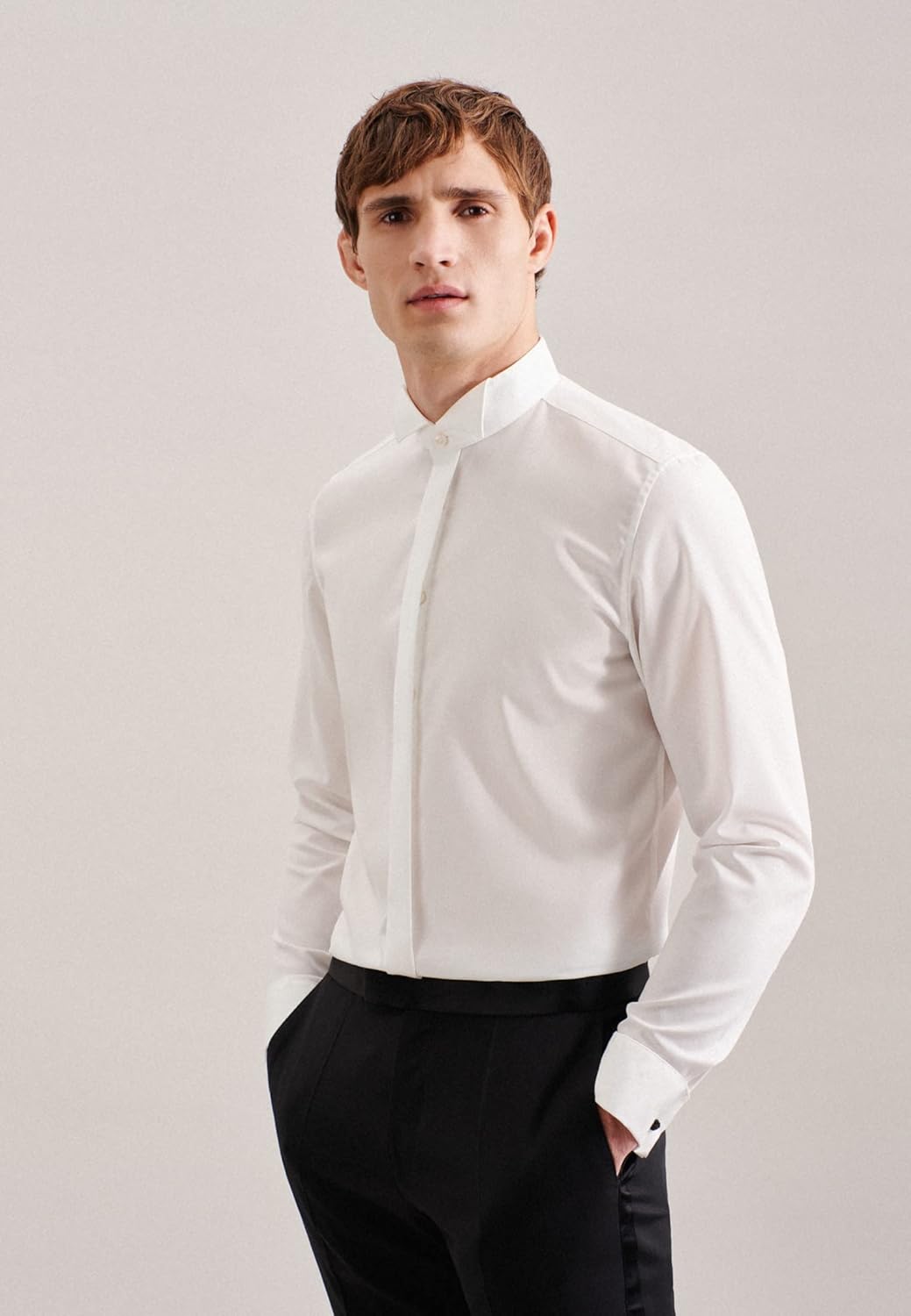 Seidensticker Herren Shaped Bügelfrei Kläppchen Kragen Langarm Umschlagmanschette Businesshemd 37 El