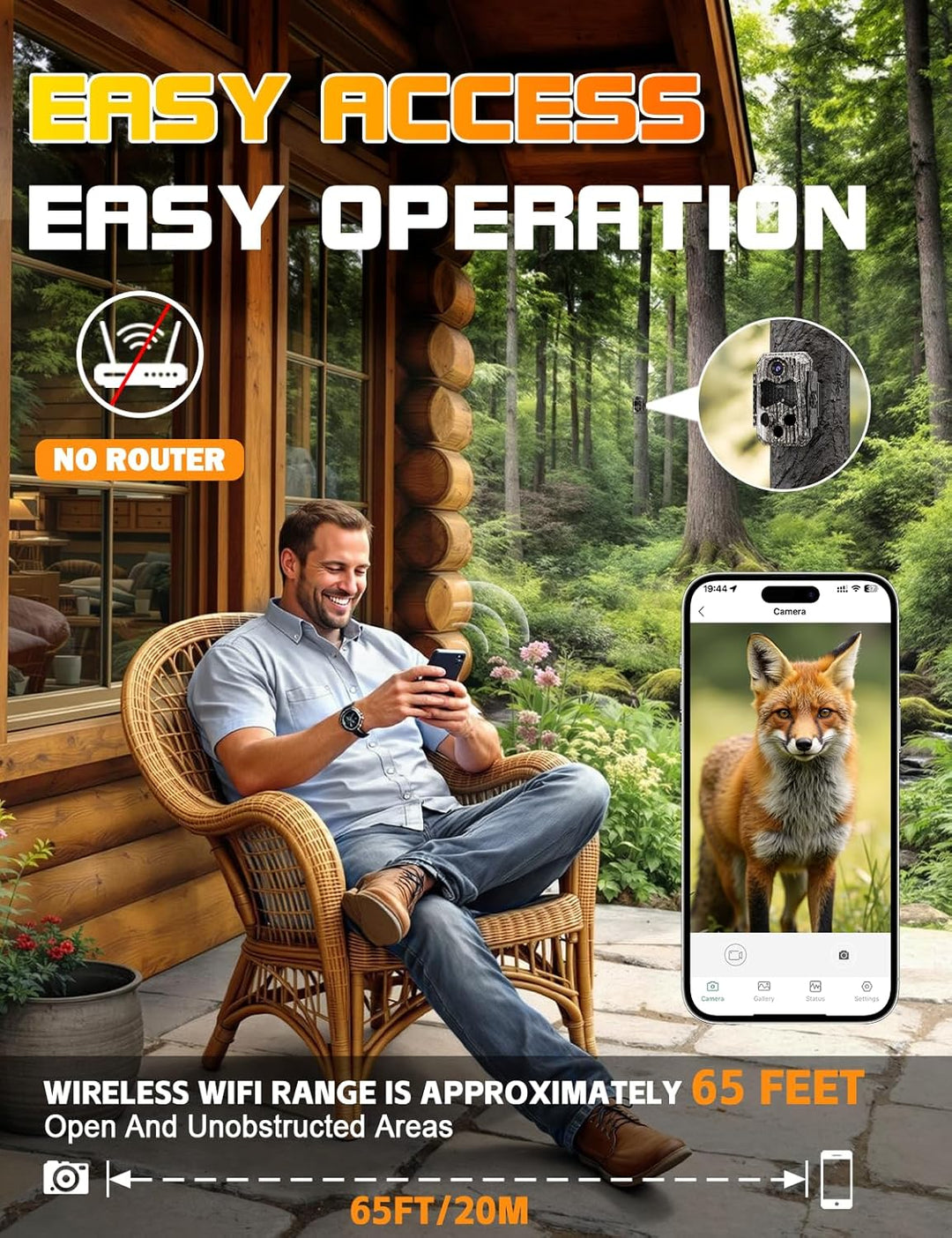 Wildkamera mit Handyübertragung App, 84MP 4K WLAN Wildkamera mit 8 AA-Batterien, 130 ° Weitwinkel Wi
