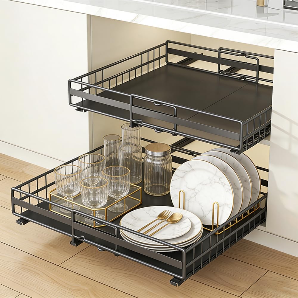 LANTUS Unterschrank für Spüle, ausziehbar, stapelbar, Regale für Schrank, Küche, Badezimmer, (31 – 4