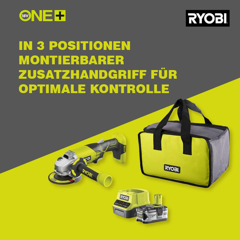 Ryobi 5133004301 R18AG-140S, Grau inkl. 1 x 4,0Ah Akku, Ladegerät & Tasche, inkl. 1 x 4,0Ah Akku, La