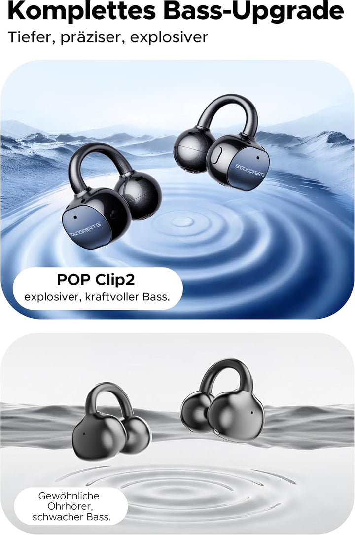 SoundPEATS PearlClip Pro Open Ear Bluetooth Kopfhörer, Clip On Kopfhörer Bluetooth 5.4 Earbuds, ganz