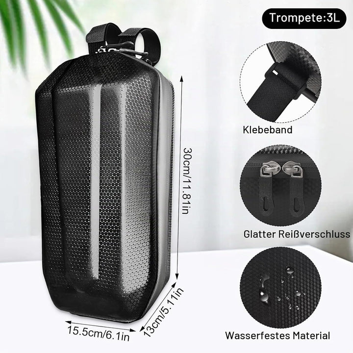 3L E Scooter Tasche für Roller wasserdichte Rollertasche Grosser Kapazität Lenkertasche Schwarz Vord