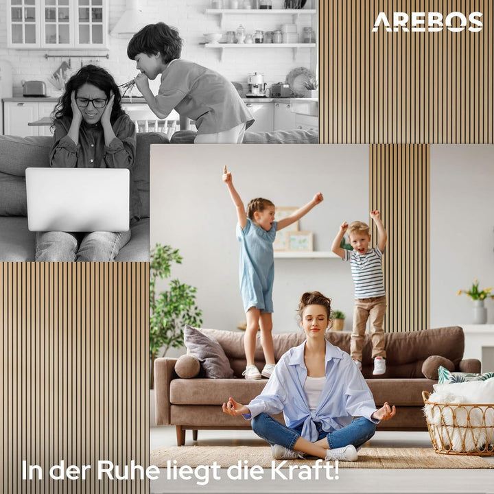 Arebos Akustikpaneele 120x60 cm | Lamellenwand in Holzoptik für Wand & Decke | modernes Wandpaneel m