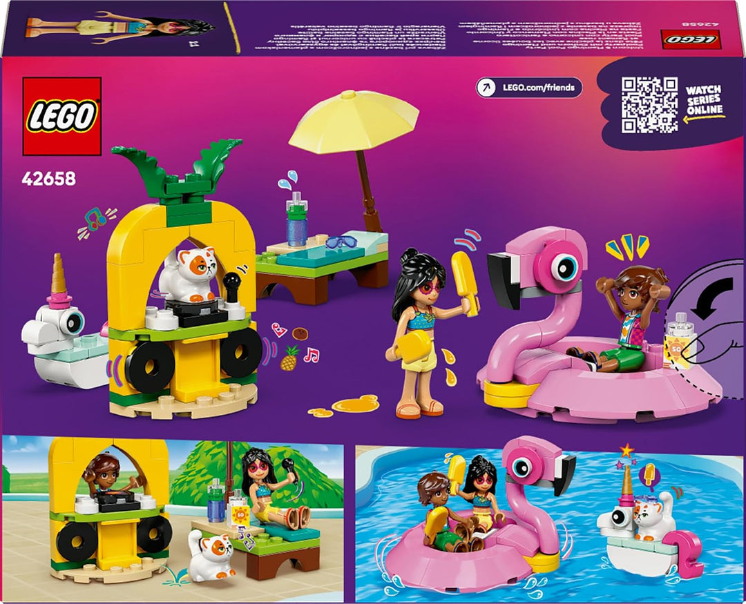 LEGO Friends Poolparty mit Einhorn und Flamingo - Spielzeug mit Tier Schwimmtieren, 2 Minifiguren, K