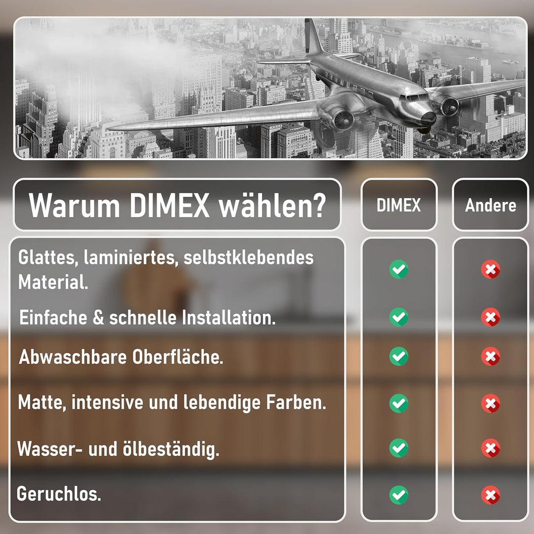 Dimex Küchenrückwand Folie selbstklebend Flugzeug | Klebefolie - Dekofolie - Spritzschutz für Küche