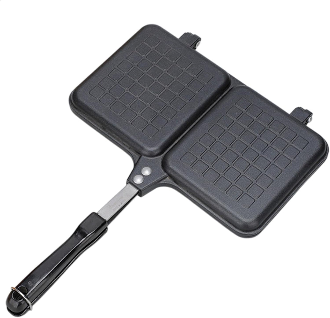 Doppel-Panel-Sandwich-Toaster, Camping-Grillpfanne mit Griff, Sandwich-Maker, schwarz, 36 x 24 cm, B