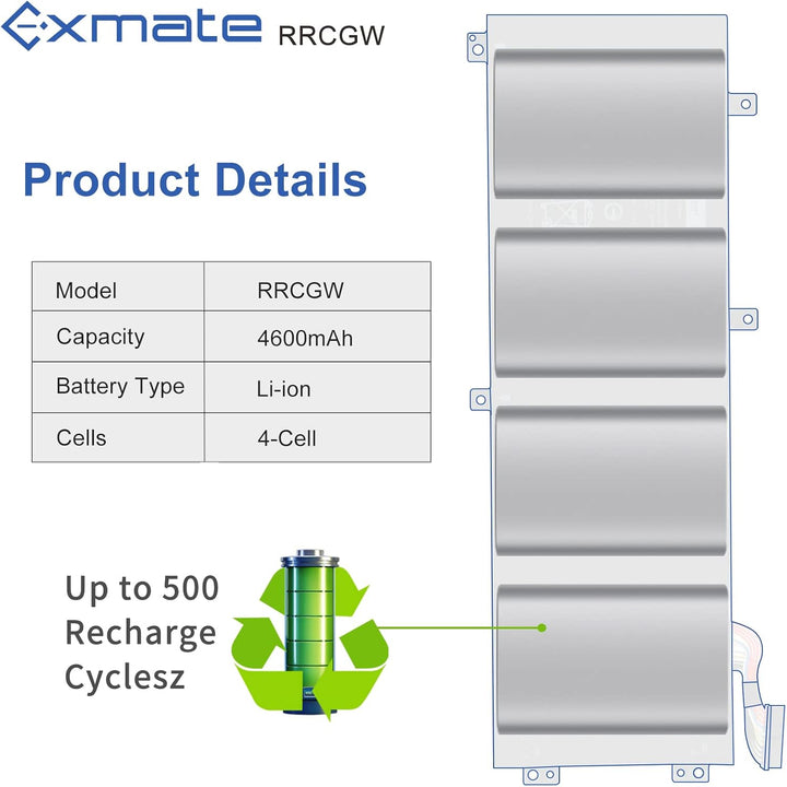 Exmate Laptop-Akku RRCGW M7R96 62MJV für Dell XPS 15 9550 Dell Precision 15 5510[11.4V 4900mAh] akku