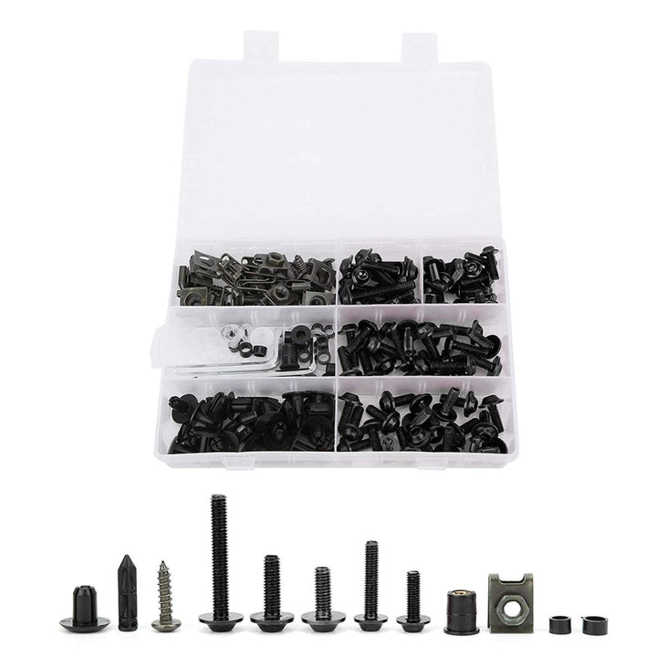 198 Stück Motorrad Verkleidungsschrauben Kit, M5 M6 Schrauben Mutter Universal Motorrad Windschutzsc