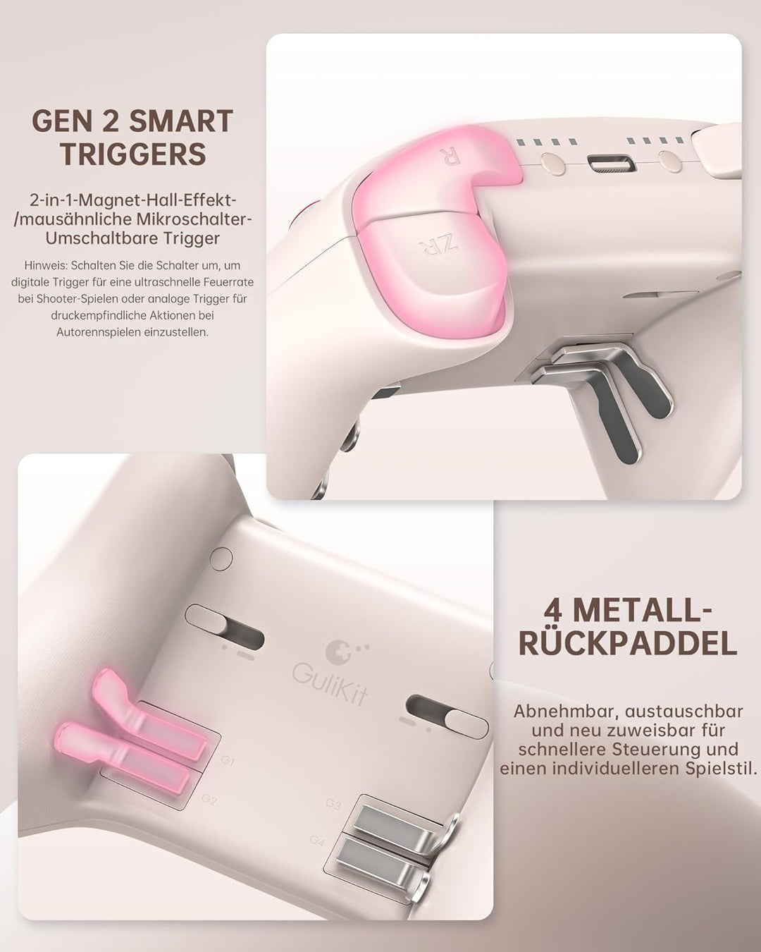 GuliKit TT Wireless Controller für PC, Android, iOS, Switch 1/2, TMR Joysticks, Aufweckfunktion und